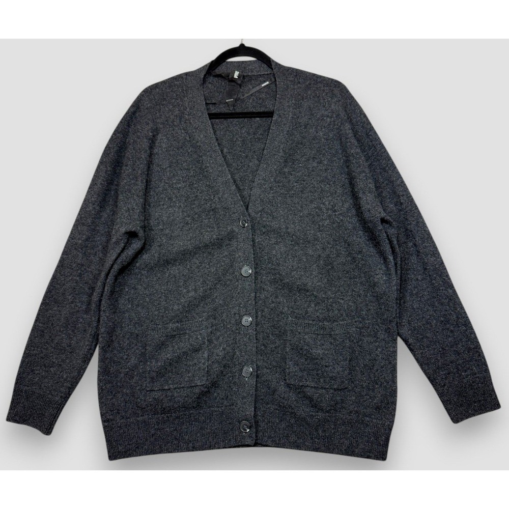 Naadam Cardigan Sweater Womens M Gray 100% Cashmere V Neck Academia Minimalist